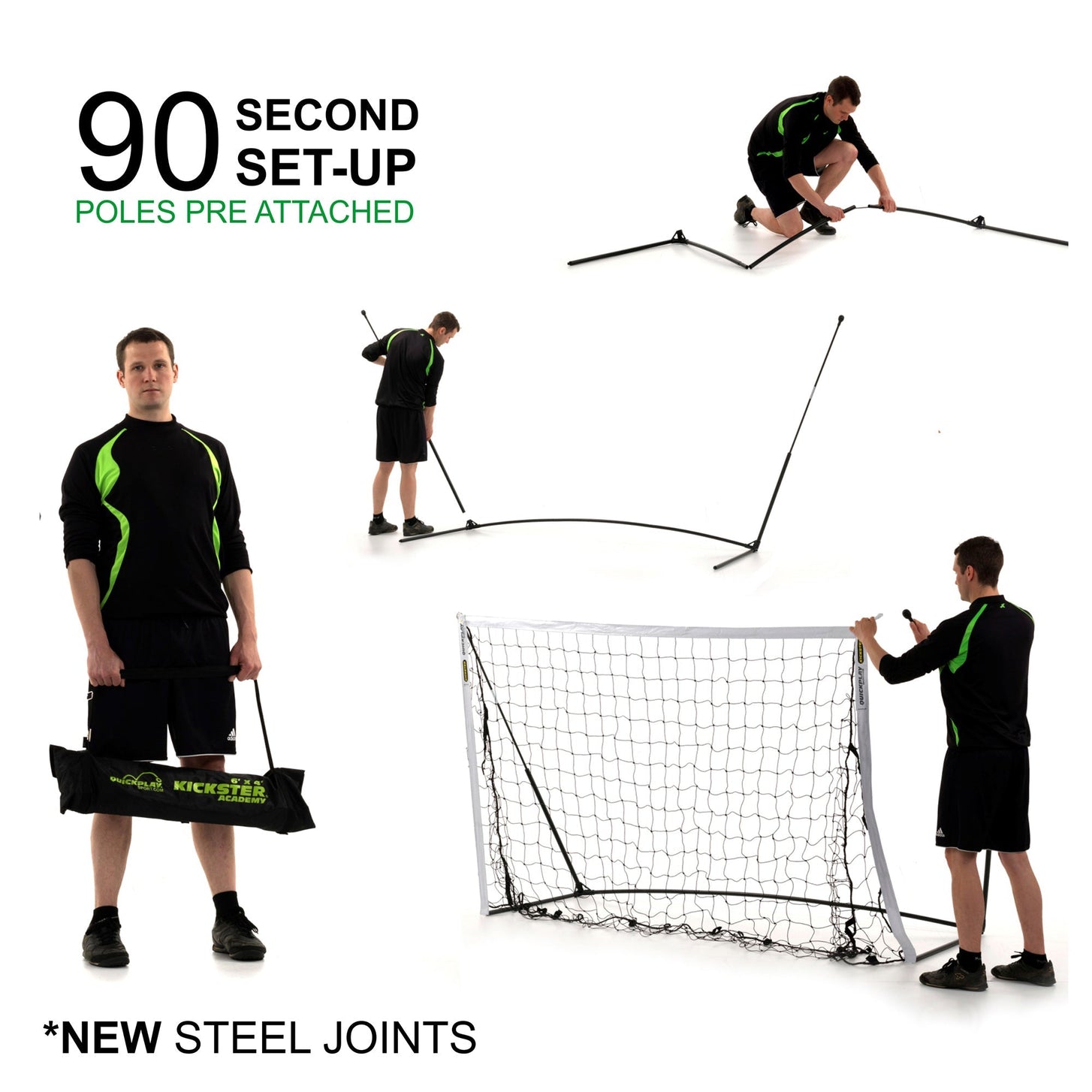 KICKSTER Tragbares Fußballtor 240 x 150 cm (Gelb)